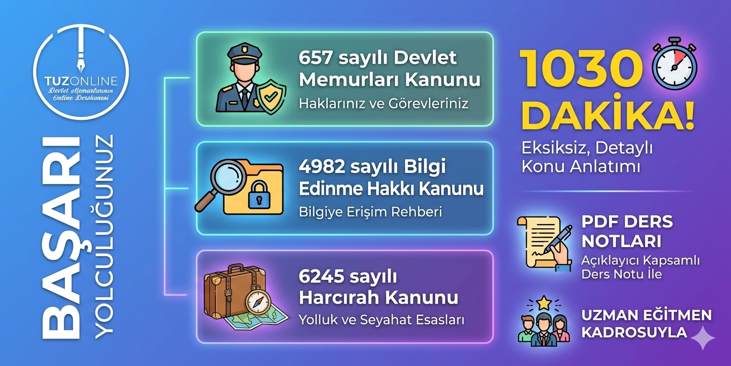 657 sayılı Devlet Memurları Kanunu, 4982 sayılı Bilgi Edinme Hakkı Kanunu, 6245 sayılı Harcırah Kanunu